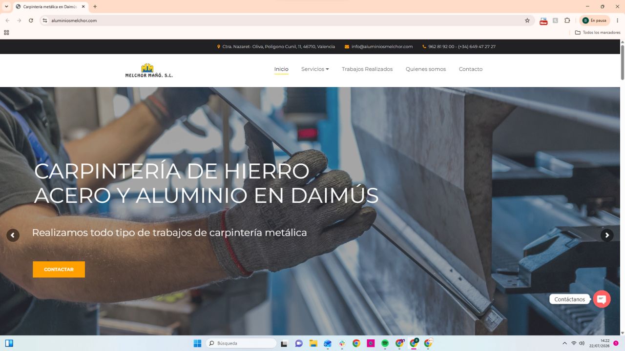 Carpintería metálica de hierro, acero y aluminio en Daimús Valencia - Melchor Mañó S.L.
