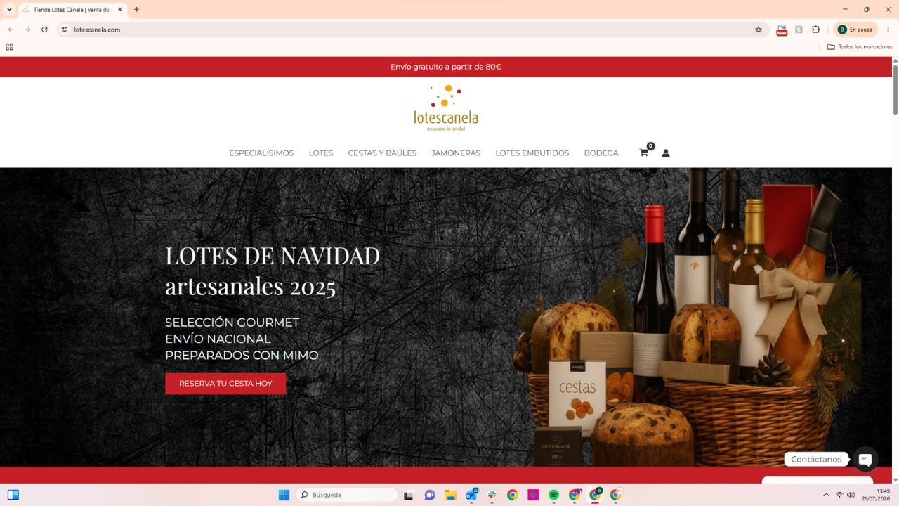 Lotes de Navidad artesanales gourmet 2025 con cestas, vinos, panetones y embutidos en Lotes Canela