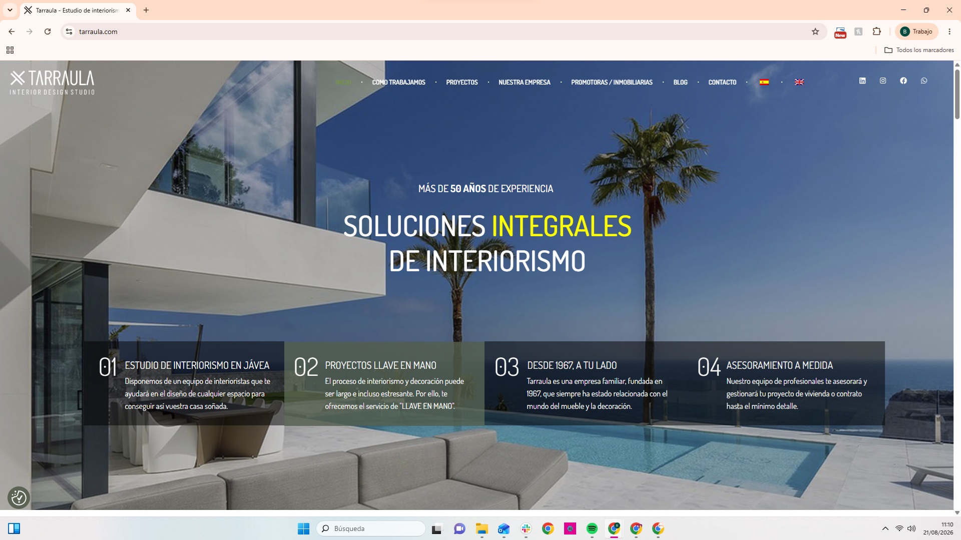 Estudio de interiorismo Tarraula en Jávea, soluciones integrales de diseño de interiores con más de 50 años de experiencia