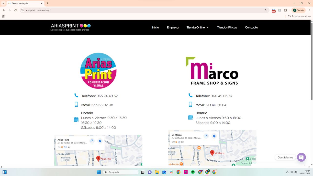 Tiendas Arias Print y Mi Marco Frame Shop en Moraira, horarios, teléfonos y ubicación en mapa