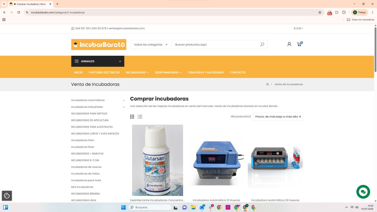 Tienda online IncubarBarato con catálogo de incubadoras automáticas, industriales y accesorios para aves y reptiles