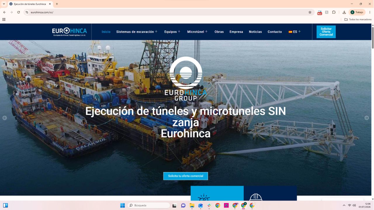 Eurohinca Group, empresa especializada en ejecución de túneles y microtúneles sin zanja, sistemas de excavación dirigida