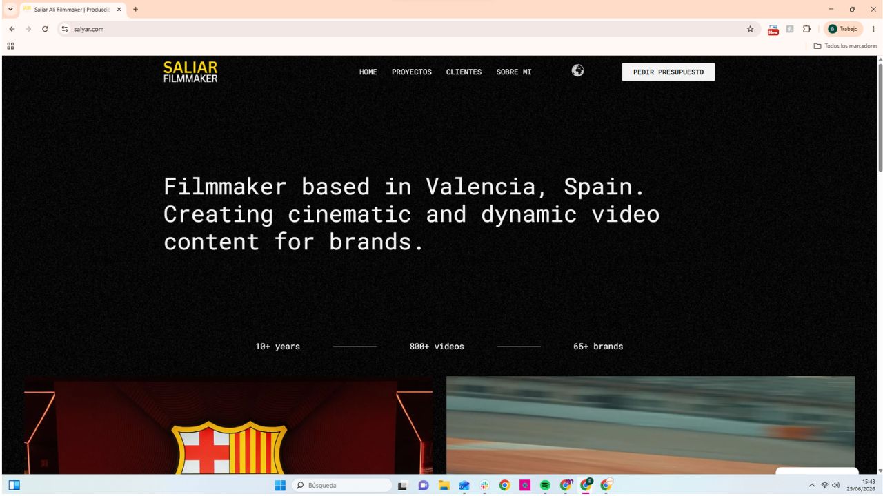 Página web de Saliar Ali, filmmaker en Valencia España, especializado en contenido cinematográfico para marcas