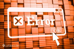 Ventana emergente de error informático con botón OK y cursor, sobre fondo de cubos naranjas en 3D