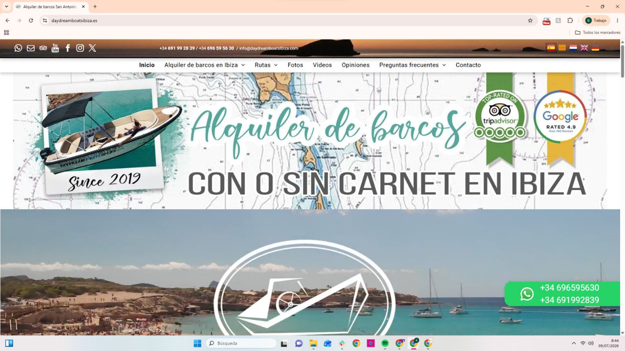 Alquiler de barcos con y sin carnet en Ibiza desde 2019 – Daydream Boats, valorado 4.9 en Google