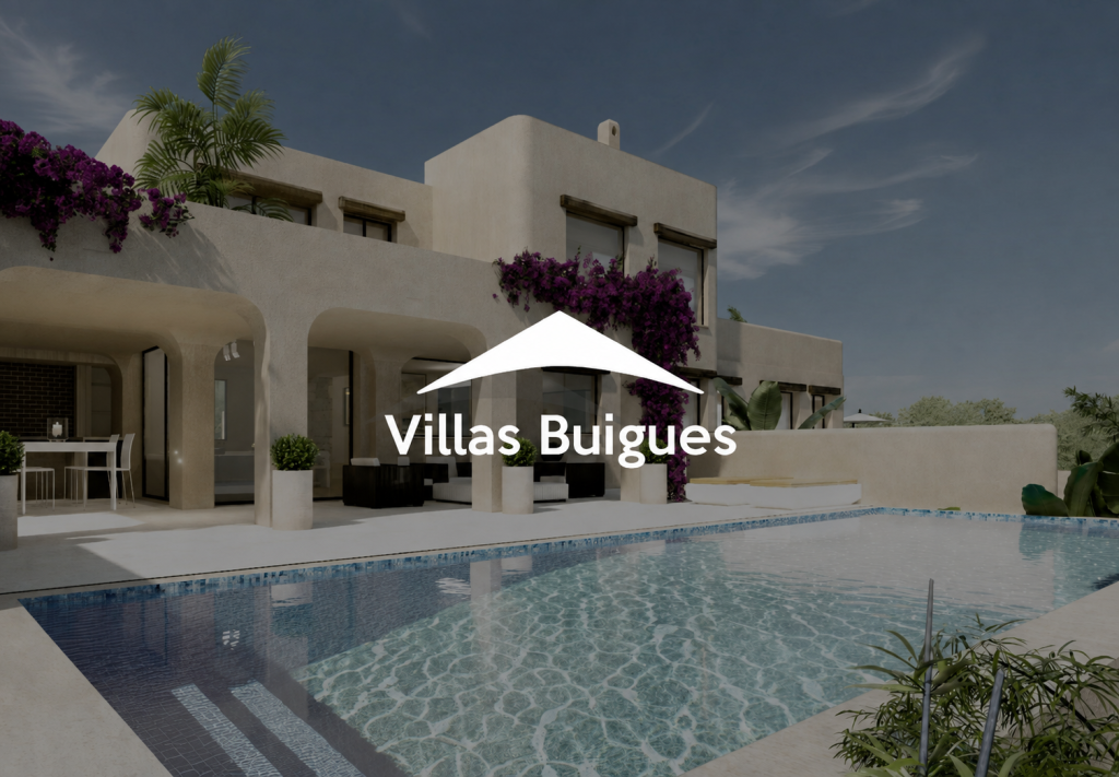 Villa de lujo con piscina privada, bougainvillea morada y arquitectura mediterránea - Villas Buigues