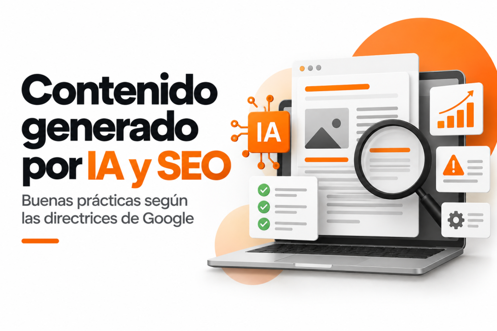 Infografía sobre contenido generado por IA y SEO con buenas prácticas según las directrices de Google